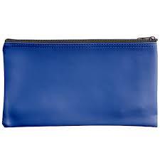 Blue Vinyl Zippered Bank Wallet 