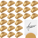 48 Pcs Wooden Table Number Stands, Semicircular Place Card and Name Holders with 48 Tented Cards for Wedding, Party, Banquet, Restaurant Decoration, Gold