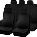 Car Seat Covers Full Set, 9PCS Low Back Vehicle Front & Rear Seat Protector Includes 5 Removable Headrest Cover, Washable Auto Interior Protection Accessories, Universal Fit (Black)
