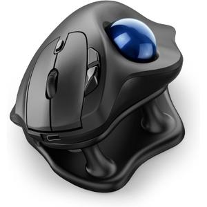 Nulea M511 Wireless Trackball Mouse, Rechargeable Ergonomic Thumb-Control Mouse with Tilt Stand, Smooth & Precision Tracking, 3 Device Connection (Bluetooth or USB Receiver), for PC/Mac/Laptop-Blue