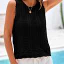 KIRUNDO Beach Vacation Clothes for Women Spring Summer Crochet Sweater Vest Tank Tops Cover Ups Resort Cruise Outfits 2026 (Black, XS)