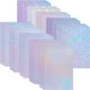 KEILEOHO 50 Sheets Holographic Sticker Paper, 8.5 x 11 Inch Clear Vinyl Holographic with 10 Mixed Styles Self-Adhesive Waterproof Laminate Film for DIY Crafts, Scrapbooking, Stickers, Decals
