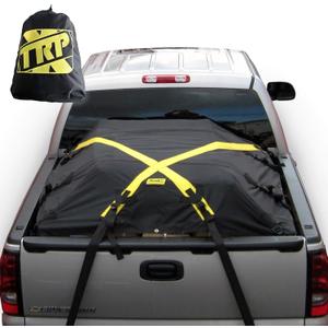 The X-Cover by TRPx - Trailer and Truck Bed Cover Medium - Integrated Heavy Duty Black Tarp and Tie Down System. Fits: Short Bed, Standard Bed Trucks and Utility trailers up to 6'6"