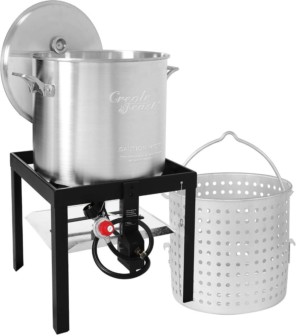 Creole Feast SBK0801 80 Qt Seafood Boiling Kit with Strainer, Aluminum