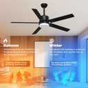 Obabala Ceiling Fan with Light 60 Inch, DC Motor Ceiling Fan with Remote and APP Control, Dimmable LED Color Changing, Reversible Quiet Fan for Bedroom Living Room Indoor Outdoor, Modern
