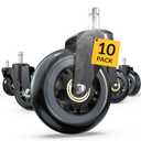 OLKIE Office Chair Wheels Roller Blade Caster 11mm All Black 3 Inch 10 Pack Chair Wheels for Office Rubber Rolling Set of 10 for Carpet Hardwood Floors Gaming Smooth & Silence Gliding