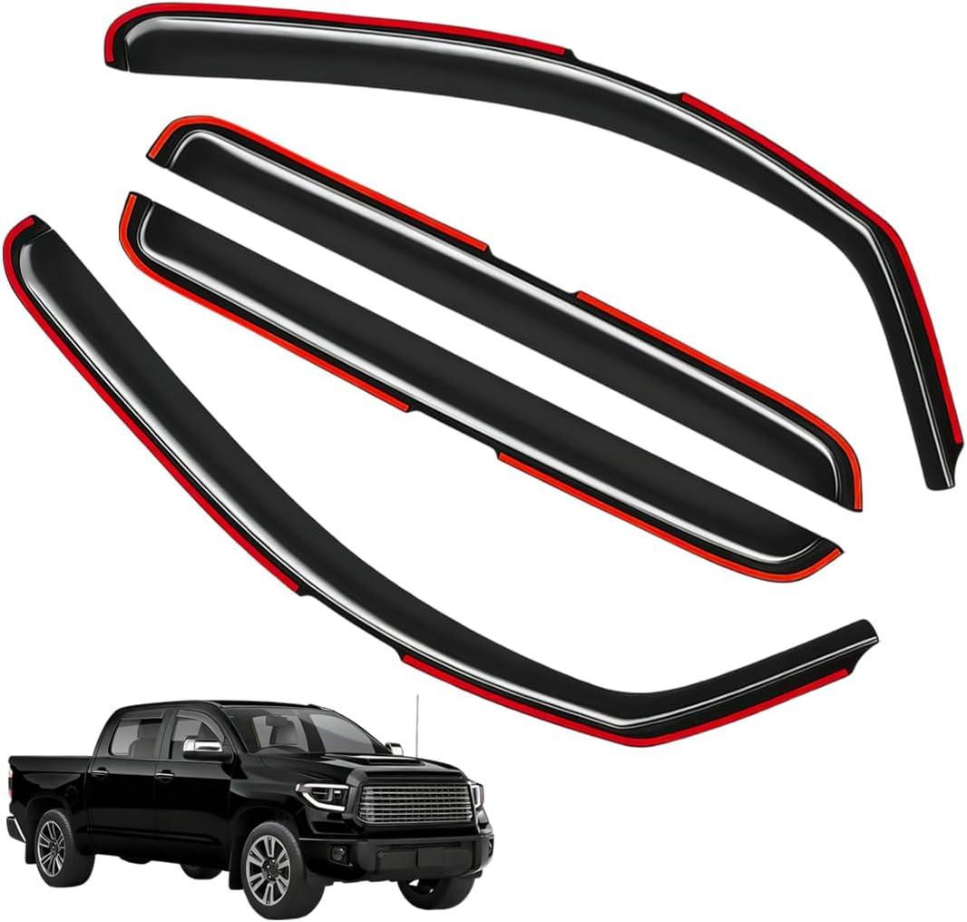Window Visors Rain Guards FIT 2007–2021 Toyota Tundra CrewMax – in-Channel Vent Deflectors 4PC Set All-Weather