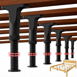 Pack of 6 Adjustable Bed Support Legs ,5.1''-8.3" Bed Frame Support Legs for Sofa/Cabinet/Couch/Dresser/Table, Furniture Feet Replacement For King Queen Bed Frame Slat Bed Frame Support Legs with Screws