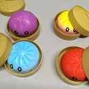 Dumpling Squishy 4 Pack, Dumpling Squishies Fidget Sensory Toys, Colorful Dumplings Stress Balls for Anxiety Relief, Bao Bun Squishy for Kids Adults Presents
