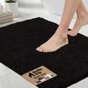 GORILLA GRIP Bath Rug Mat 48x17, Thick Soft Absorbent Chenille, Quick Dry Microfiber Mats, Rubber Backing Washable Shower Floor Rugs, Bathmat Runner, US Designed Bathroom Home Decor Accessories Black