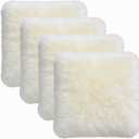 Natural Wool 4Pack Sheepskin Chair Pad 18"*18" Cream White | Soft Like Clouds Non-Slip Design Sheepskin Chair Seat Cushion For Office Dressing Table Computer Dining Chair Pad