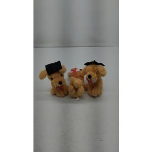 3-pk Graduation stuffed animal pups with cap and diploma - 10 in.