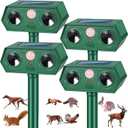2026 IP65 Deer Repellent Devices Racoon Squirrel Sonic Fortress Pro, Solar Ultrasonic Animal Repeller Outdoor Cat Deterrent with Motion Sensor to Scare Rabbit Skunk Dog Out of Garden Farm (4 Pack)