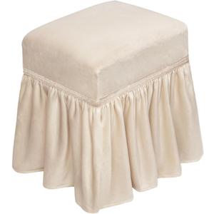 NICEEC Spandex Stretch Vanity Bench Cover with Skirt Removable Super Soft Rectangle Bench Slipcover Washable Bench Cushion Seat Covers for Living Room Bedroom Kitchen(Beige) (Small)