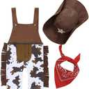 A&J DESIGN Toddler Boys Western Cowboy Romper Overalls Sets (3T, Brown)