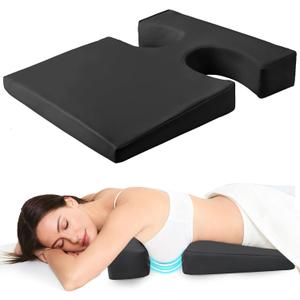 Breast Pillow for Sleeping, Bolster T-Wedge Cushion Massage for Bust Sizes (AA-D), Comfort Bolster Wedge, Chest Massage Table Prone Pillow for SPA, Memory Foam, Black