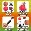 Sports Balls for Kids & Toddlers - (Pack of 4) 5-inch Sports Set Includes Football, Small Size Soccer, Basketball, and Playground Balls, Fun Indoors & Outdoor Toys (Hand Pump Included)