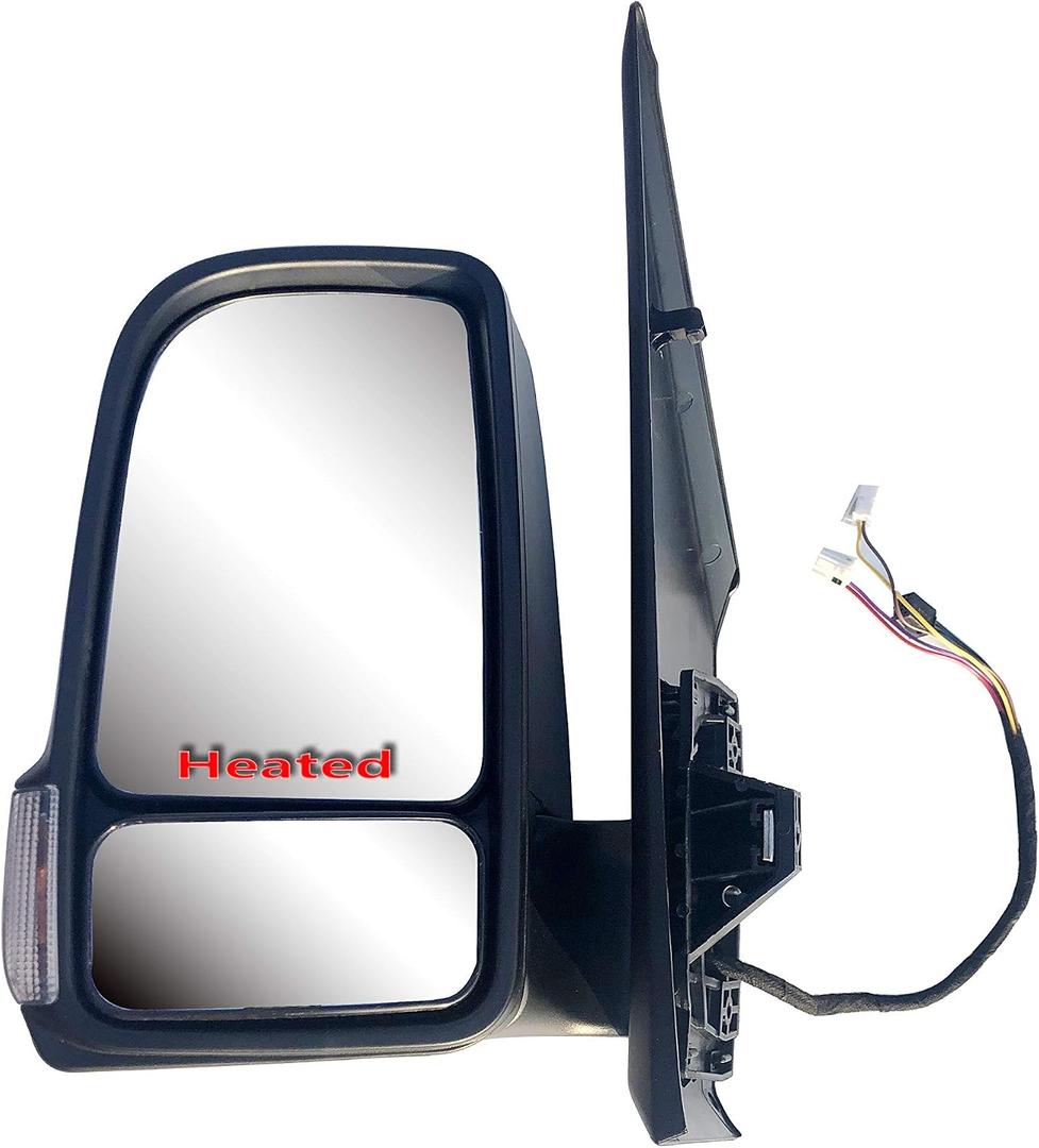Driver Left Side Door Mirror Power and Heated Power Folding with Signal Light and BLIS Textured Back Cover for Mercedes Sprinter Freightliner Sprinter from 2019 to 2024