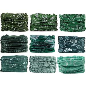 Neck Gaiter Mask Face Scarf Bandana Tube Cover Headwear Balaclava Headband Headwrap for Men and Women (9-green)