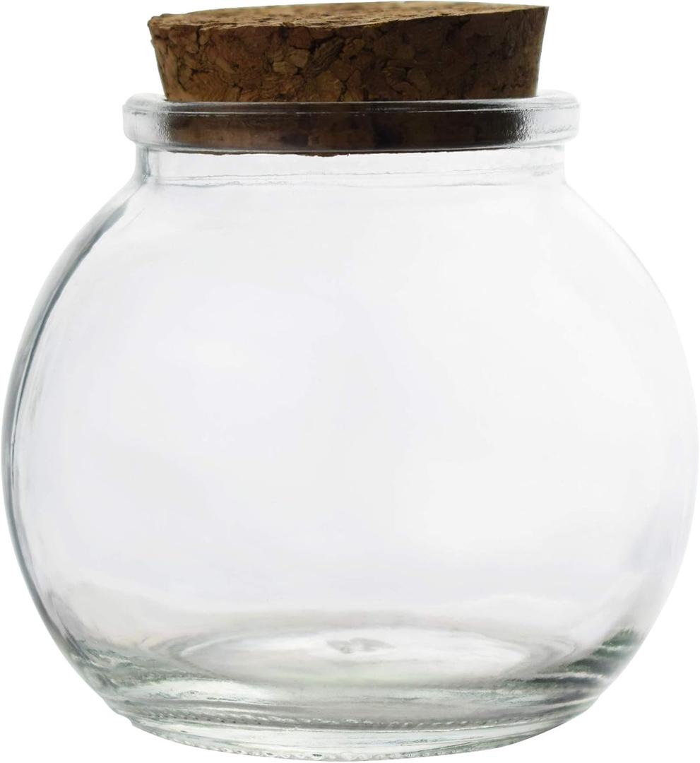 Clear Glass Bottle With Cork Stopper Assorted Shapes Bud Vases Jars Message Wish Bottle 1 Piece (Round Ball, 100 ml)
