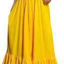 Womens Sexy Sleeveless Spaghetti Strap Dress Ruched Ruffle Hem Beach Loose Long Maxi Swing Dress 4X-Large, Yellow