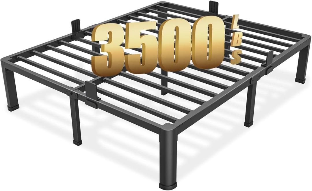 MAF 14 Inch California King Metal Platform Bed Frame with Round Corner Legs, 3000 LBS Heavy Duty Steel Slats Support, Noise Free, No Box Spring Needed, Easy Assembly