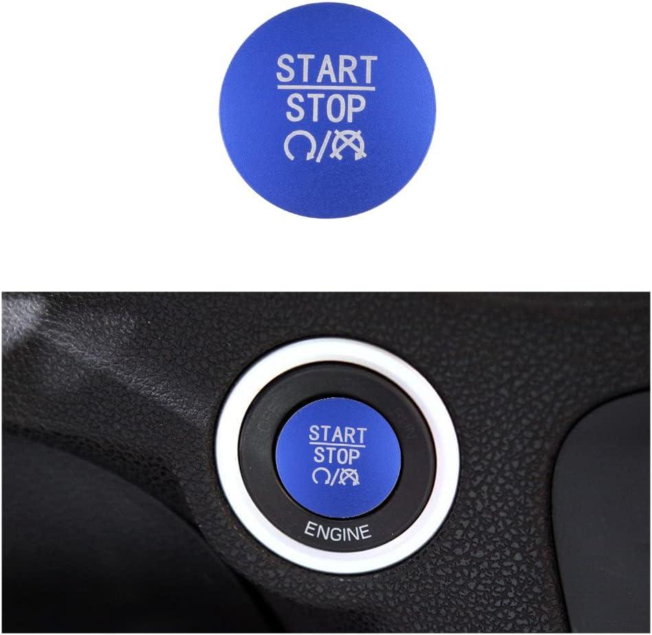 LECART Start Stop Button Cover Fit for Jeep Grand Cherokee 2024-2014, Blue Keyless Ignition Button Trim Sticker, Auto Interior Accessory