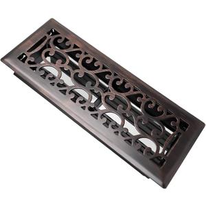 SANYCASA Floor Register 4x12 Inches Heavy Duty Walkable Steel Floor Registers Adjustable Airflow Floor Vent Covers - Oil Rubbed Bronze Finish - Savannah Design - Air Vents Floor to Allow Walk