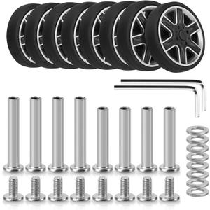 Domiella 8 PCs 2.17in / 55mm Luggage Wheels Replacement, Smooth Swivel Caster Wheels, Wear-Resistant Rubber Suitcase Trolley Wheels Repair Kit, A23