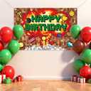Pixel Style Happy Birthday Backdrop, 150x100cm/5x3.3ft Giant Video Game Theme Party Banner Background Colorful Boom Art Wall Decor for Kids Boys Birthday Room Decorations Photography Supplies