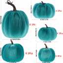 Halloween 12Pcs Artificial Velvet Pumpkins Sets Assorted Size Handmade Fake Foam Fall Harvest Decorative for Kitchen Party Table - Blue