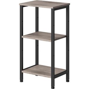 Small Grey Side Table, Tall End Table with Adjustable Shelf for Living Room, Grey Nightstand, Accent Table Stand for Home Decor, Office, Greige (14.8"D x 11"W x 30"H)