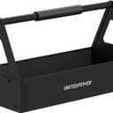 UNITEDPOWER Handy Tool Box, Portable Metal Tote Tray with comfortable grip handle, Tool Organization for Household, Warehouse, Repair Shop, Black