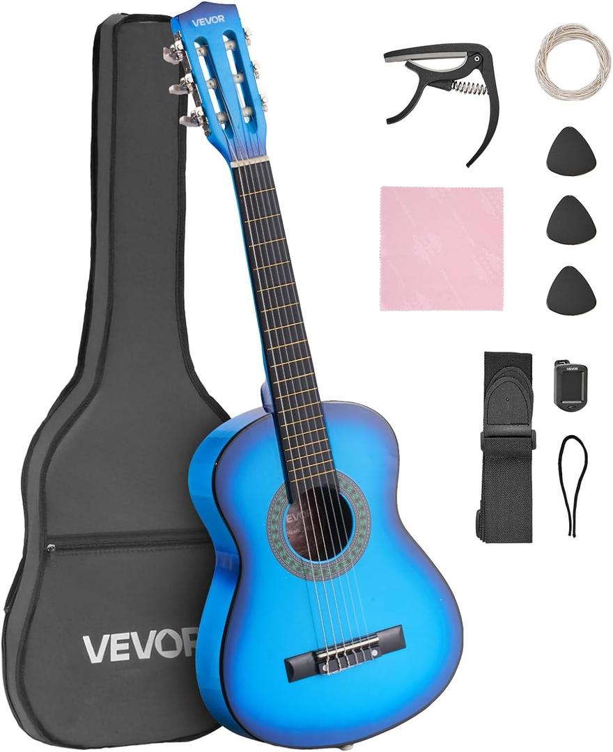 VEVOR Acoustic Guitar, Classical Guitar Starter Kit for Beginners, with Nylon Strings, Basswood Guitar, for Kids Adults Girls Boys Students