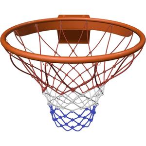 THUNDERBAY 18 inch Standard Double Spring Flex Reinforced Wall Mounted Basketball Rim, Two Nylon Nets Include One Nightlight Basketball Net
