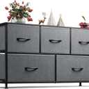 WLIVE Dresser for Bedroom with 5 Drawers, Wide Chest of Drawers, Fabric Dresser, Storage Organizer Unit with Fabric Bins for Closet, Living Room, Hallway, Dark Grey, 11.81"d X 39.37"w X 21.65"h