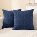 SYSLOON Decorative Throw Pillow Covers 18x18 Inch Set of 2,Pillow Covers for Couch Square Pillow Covers Home Decor Living Room Bed,Navy Blue