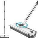 SetSail Floor Scrub Brush, 3 in 1 Floor Scrub Brush with 54-in Adjustable Long Handle and Scraper Heavy Duty Stiff Bristle Floor Scrubber for Cleaning Shower Bathroom Kitchen Patio Garage, Grey&White
