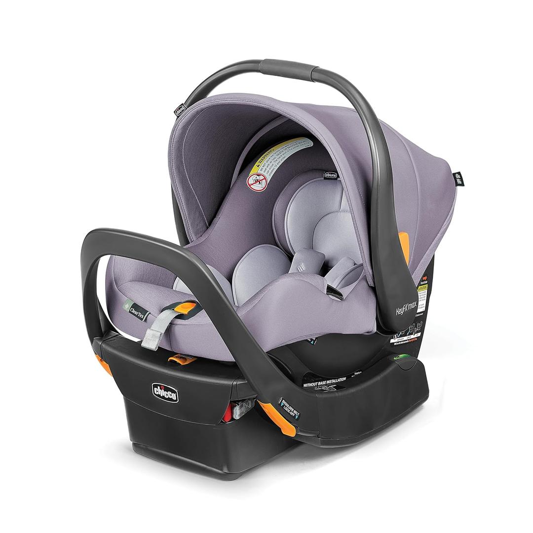 Chicco KeyFit Max ClearTex Infant Car Seat and Base, Rear-Facing Seat for Infants 4-30 lbs., Infant Head and Body Support, Compatible with Chicco Strollers, Baby Travel Gear, Lupine/Purple, Exp date: October 2031