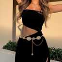 TOPACC Western Metal Concho Belt for Women Cowgirl Chain Belts for Dresses Jeans Country Concert Outfit (Fit waist: 26-28 in, A Champagne Gold)