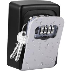 Lospu HY Key Lock Box, 4 Digit Combination Key Storage Lockbox, Waterproof Wall Mount Key Safe Box for Indoor, Outdoor, Home, Hotels, Airbnb and Schools Grey