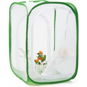 Two Doors Large Monarch Butterfly Habitat, Insect Mesh Cage, Caterpillar Enclosure Terrarium Pop-up (24 x 24 x 36 inches)