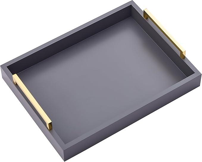 40cm x30cm Serving Trays with Handles, Grey Decorative Serving Tray, Ottoman Trays, Living Room, Bathroom, and Outdoors Decorative Trays (Charcoal)