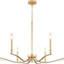 8-Light Farmhouse Chandelier, Vintage Gold Chandeliers for Dining Room, Adjustable Rustic Metal Hanging Pendant Light Fixture for Kitchen Island Entryway Foyer Bedroom Hallway