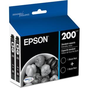 EPSON 200 DURABrite Ultra Ink Standard Capacity Black Dual Cartridge Pack (T200120-D2) Works with WorkForce WF-2520, WF-2530, WF-2540, Expression XP-200, XP-300, XP-310, XP-400, XP-410