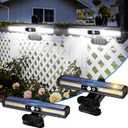 Clip on Solar Motion Sensor Lights Outdoor Waterproof with 36 LEDs, 6000K, 2 Pack Solar Powered Fence Lights for Outside Chain Link Fence Garage Gutter Camping (Cool White)