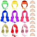 XLSXEXCL 27 Pieces Colored Wigs, Funky Colorful Wigs with Heart Sunglass, 