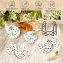 2 x Coasters Set of 6 with Holder,Cute Watercolor Flowers Leaves Absorbent Ceramic Drink Coasters for Tabletop Protection,Coffee Table Decor,Home Decor-Housewarming Gifts for New Home (4Inch) (Watercolor Eucalyptus Floral Green Leaves)