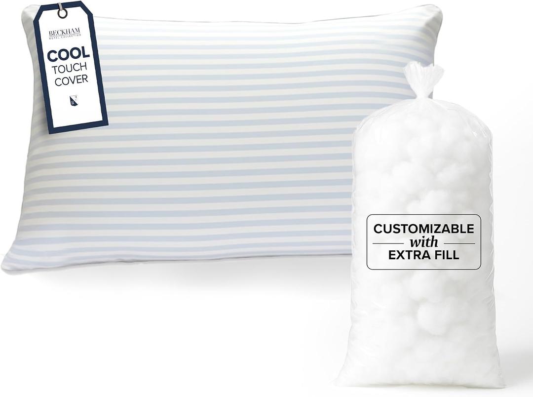 Beckham Hotel Collection Summer Sanctuary King Pillow - Cooling Qmax Adjustable Down Alternative Pillow w/Extra Fill, Ideal for Side Back Stomach Sleepers, King Size