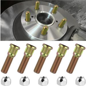 1/2" 20 Wheel Studs and Lug Nuts Kit OEM#007-122-00,5-Pack Trailer Wheel Studs & 1/2-20 Lug Nuts Replacement,High-Strength Tire Stud Car Accessories for Trailer Wheels Hub
